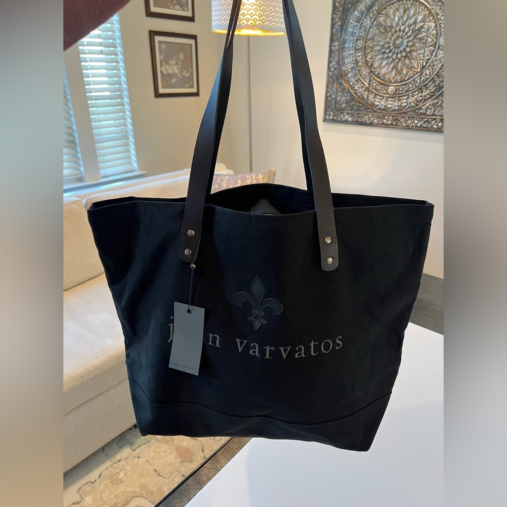 John Varvatos Black Canvas Tote - Picture 2 of 9